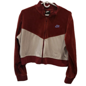 Nike Performance Velour Jacket Maroon w/Blue Women's XL Crop